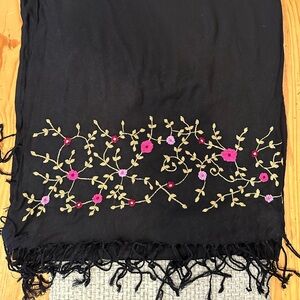 Beautiful 🤩 Black Wrap/Scarf with Floral Embroidery